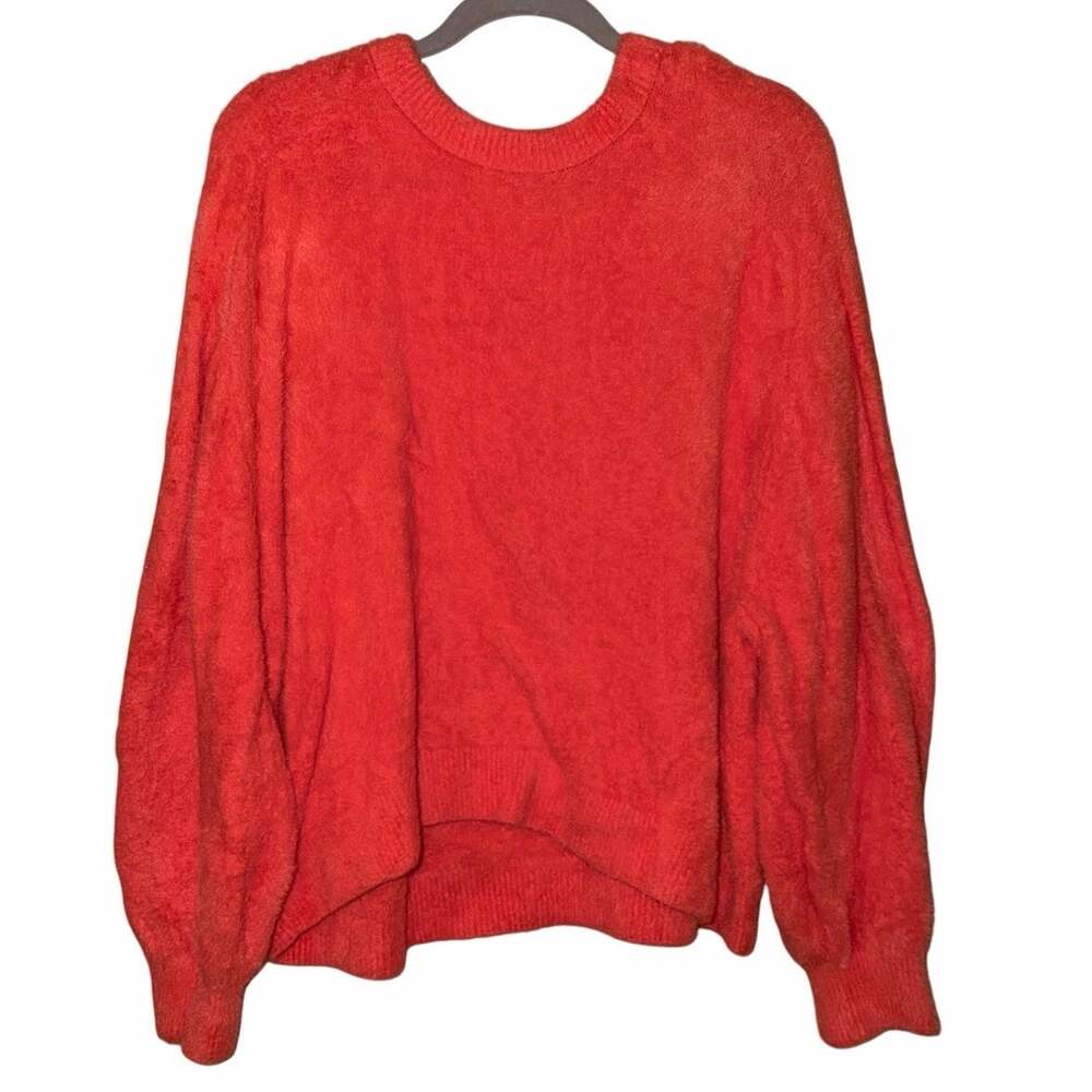 Aerie cozy fuzzy orange pullover sweater large lounge comfy oversized autumncore